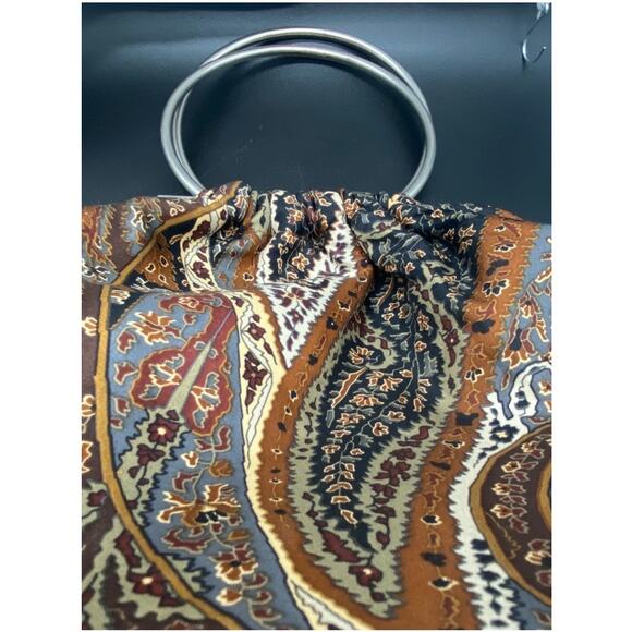 Vintage Echo Silk Paisley handbag‎ metal round handle Y2K Boho - Picture 3 of 8